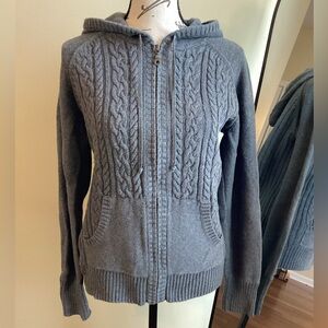 Sonoma Charcoal Cable Knit Women's Full Zip Hoodie Sweater